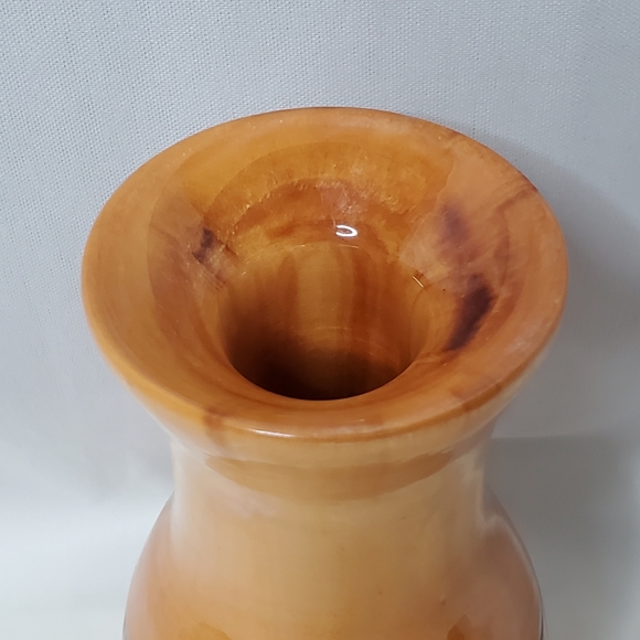 Vintage Handcrafted Lacquered Basswood Wooden Vase - Picture 3 of 4